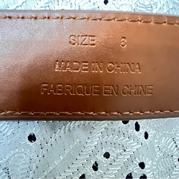 Lauren Ralph Lauren Womens Equestrian Gold Ring Brown Faux Leather Belt Size 10 - Picture 4 of 7